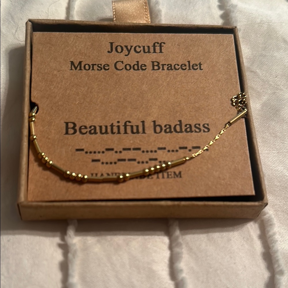 NIB Gold Morse Code Beautiful Badass Bracelet